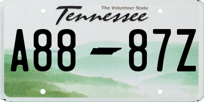 TN license plate A8887Z