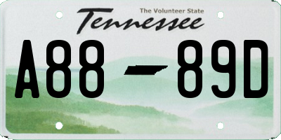 TN license plate A8889D