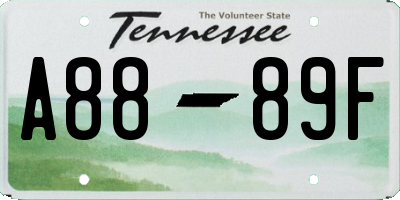 TN license plate A8889F