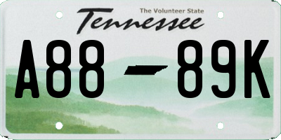 TN license plate A8889K