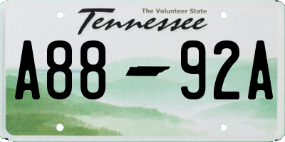 TN license plate A8892A