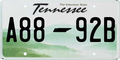 TN license plate A8892B
