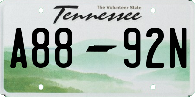 TN license plate A8892N