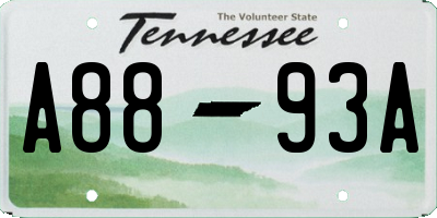 TN license plate A8893A