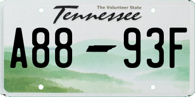 TN license plate A8893F