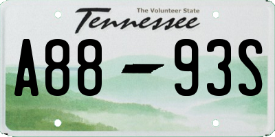 TN license plate A8893S