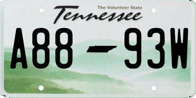TN license plate A8893W