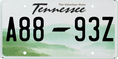 TN license plate A8893Z