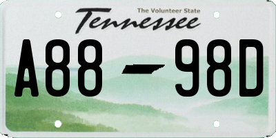 TN license plate A8898D