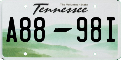 TN license plate A8898I