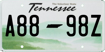 TN license plate A8898Z