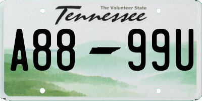 TN license plate A8899U