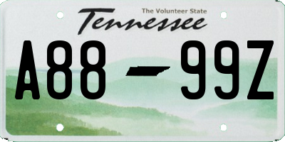 TN license plate A8899Z
