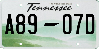 TN license plate A8907D