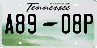 TN license plate A8908P