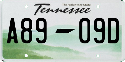 TN license plate A8909D