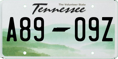 TN license plate A8909Z