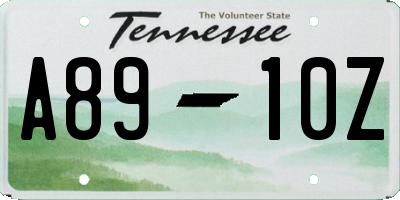 TN license plate A8910Z