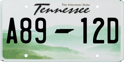 TN license plate A8912D