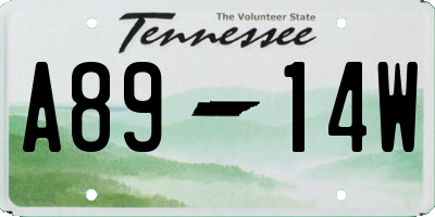 TN license plate A8914W