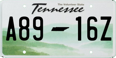 TN license plate A8916Z