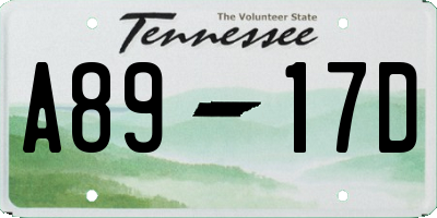TN license plate A8917D