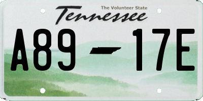 TN license plate A8917E