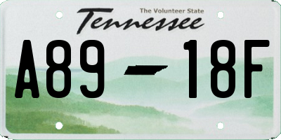 TN license plate A8918F