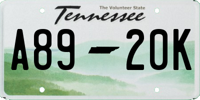 TN license plate A8920K
