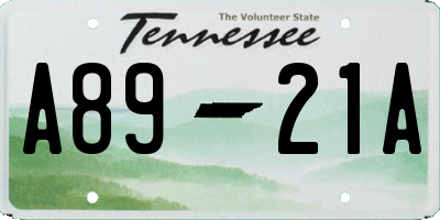 TN license plate A8921A