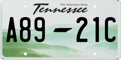 TN license plate A8921C