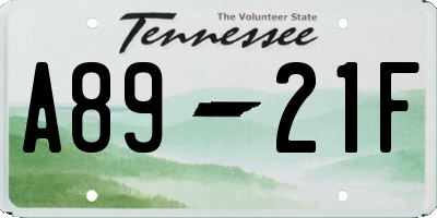 TN license plate A8921F