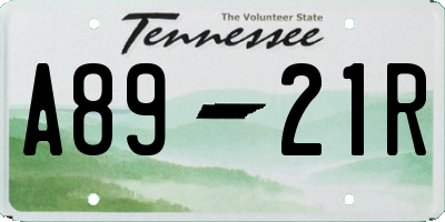 TN license plate A8921R