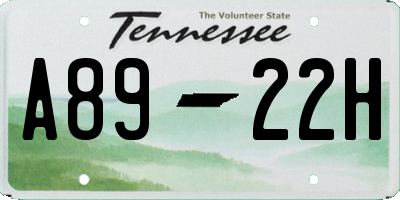 TN license plate A8922H