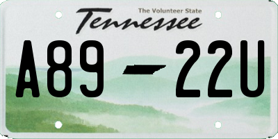 TN license plate A8922U