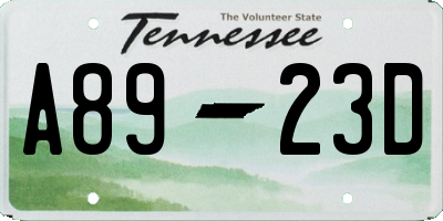 TN license plate A8923D
