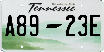 TN license plate A8923E