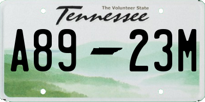 TN license plate A8923M