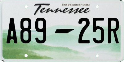 TN license plate A8925R