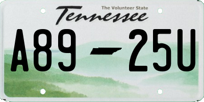 TN license plate A8925U