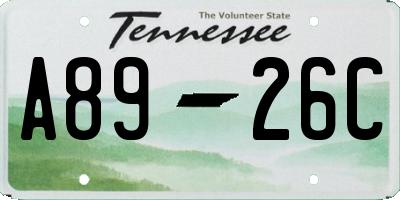 TN license plate A8926C