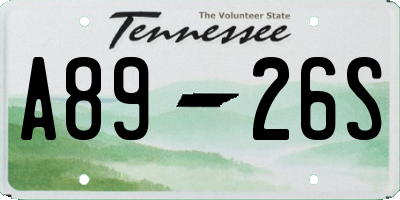 TN license plate A8926S