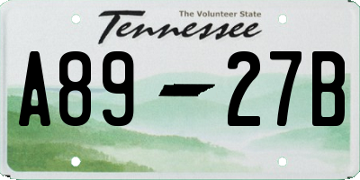 TN license plate A8927B