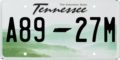 TN license plate A8927M