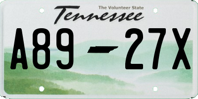 TN license plate A8927X