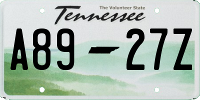 TN license plate A8927Z