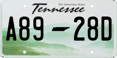 TN license plate A8928D