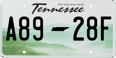 TN license plate A8928F