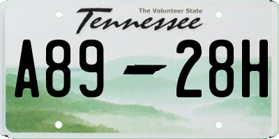 TN license plate A8928H