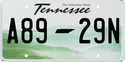 TN license plate A8929N